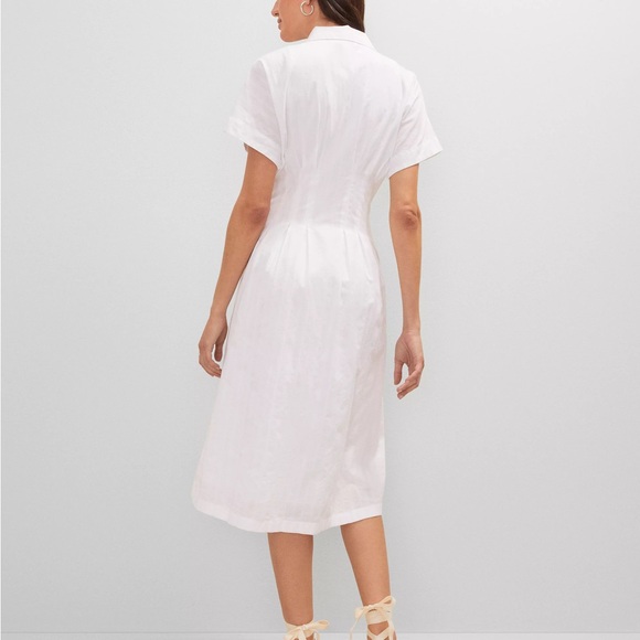Ann Taylor Weekend White Pleated Midi Shirtdress - Picture 2 of 3